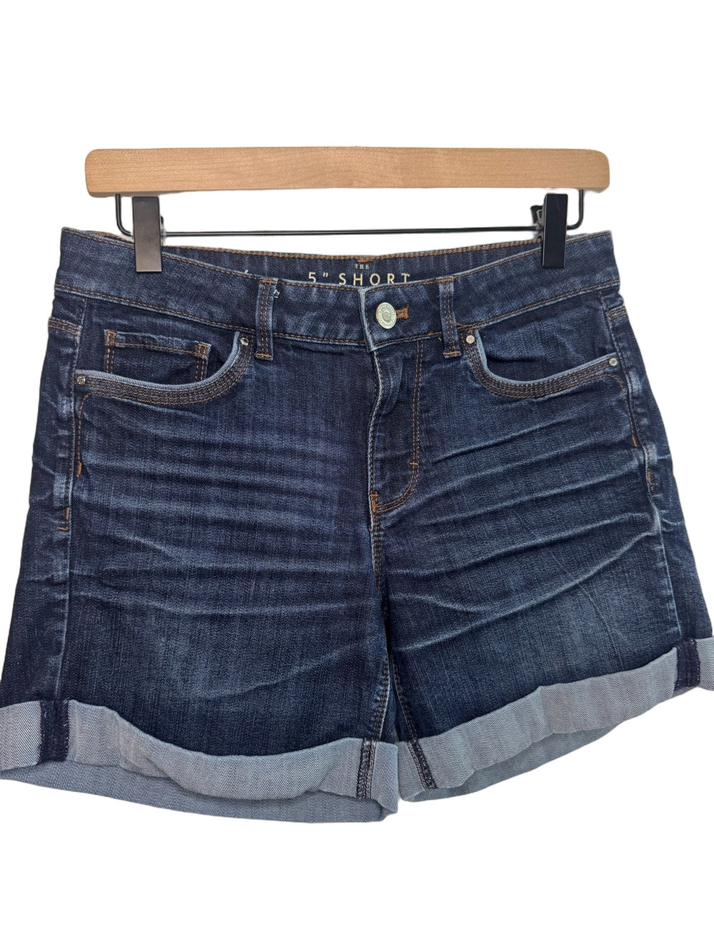 WHBM "The 5" Short" Cuffed Dark Wash Denim Shorts Size 4